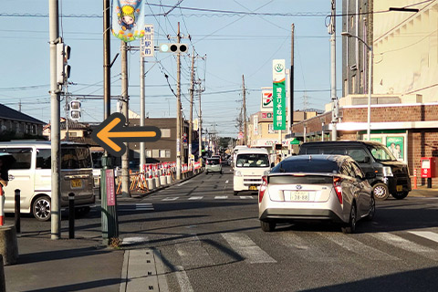 「桶川駅前」交差点の信号を左折して北本方面へ向かいます